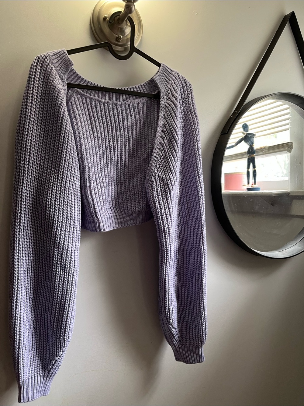 Cropped Lavender Knit Sweater - Women